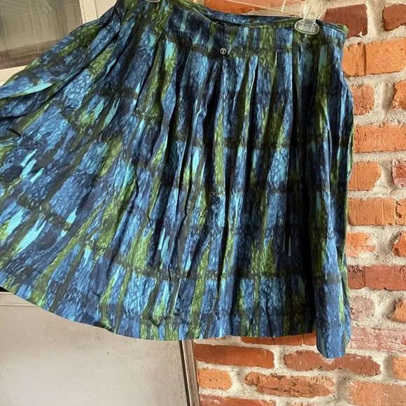 Talbots blue and green cotton pleated skirt 16 NWOT - Picture 6 of 6